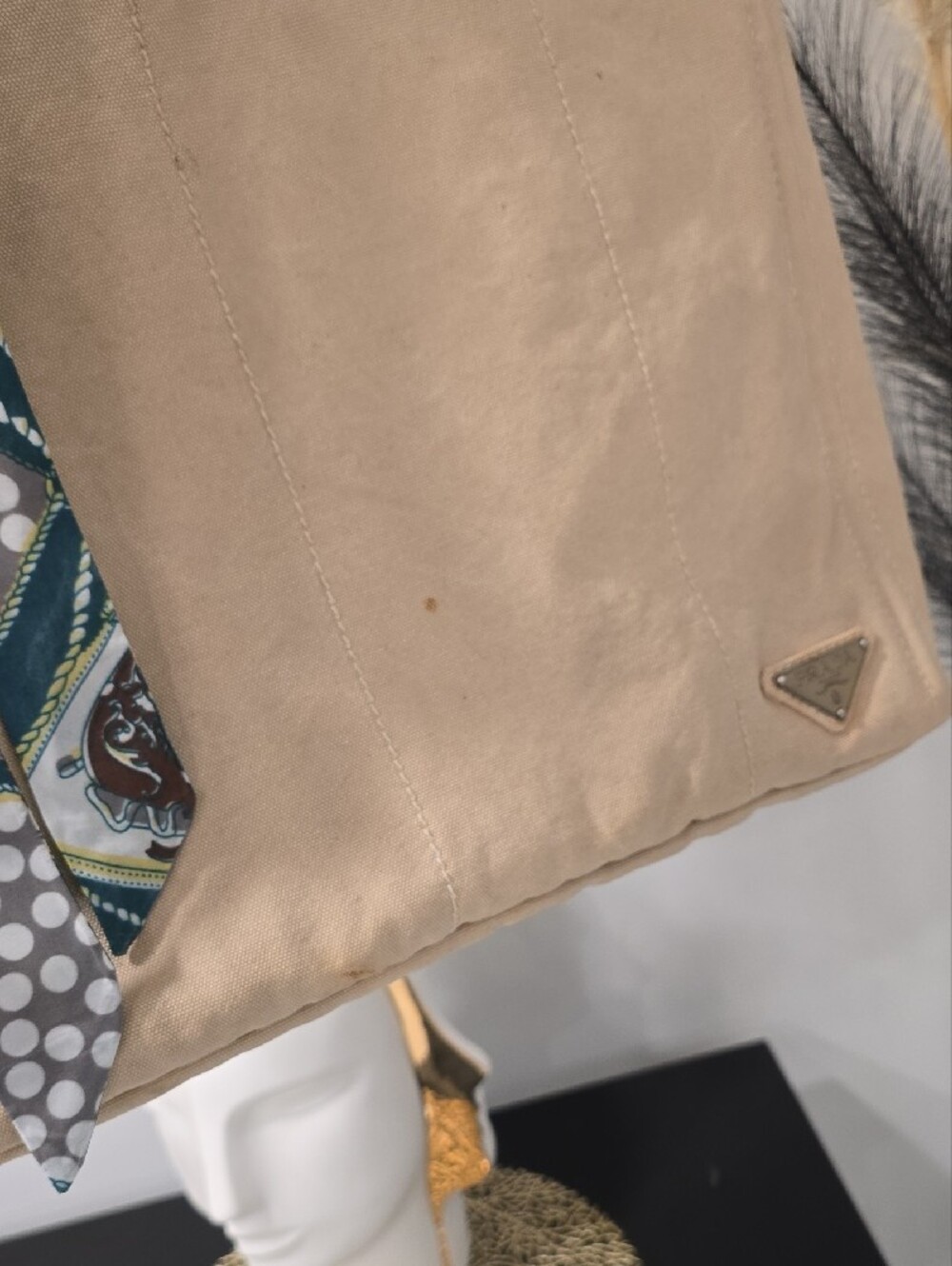 Prada Light Beige Canvas Denim Tote with Top Handles - Picture 13 of 16